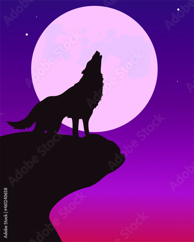 wolf howling at the moon