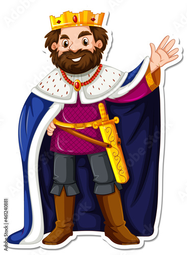 King with blue robe cartoon character sticker