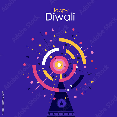 Illustration of fireworks. Greetings for Diwali festival