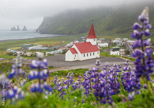 white church on the hill in Vik Iceland © Agata Kadar