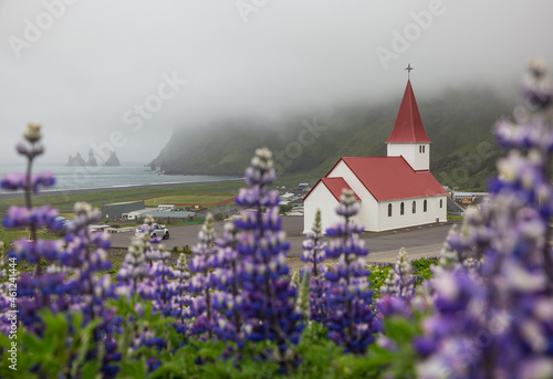 white church on the hill in Vik Iceland © Agata Kadar