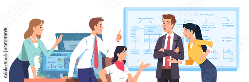 Friendly colleague persons brainstorming talking