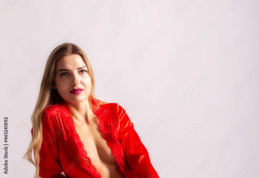 Sexy, young woman in red clothes. Free space for text Sexy, young woman in red clothes. Free space for text