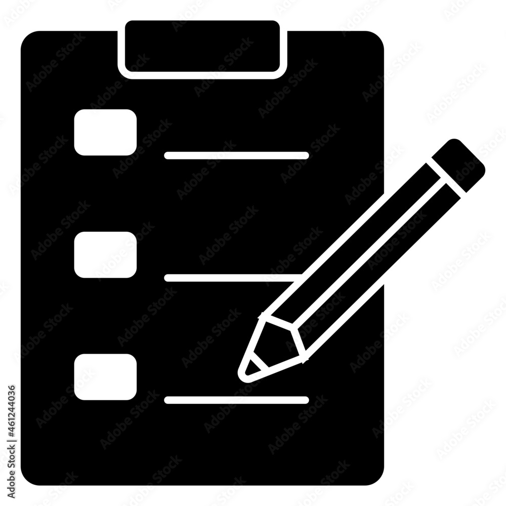 Paper with pencil showcasing task list icon Paper with pencil showcasing task list icon