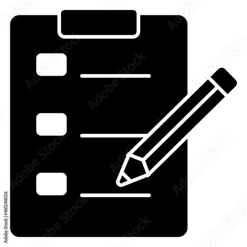 Paper with pencil showcasing task list icon