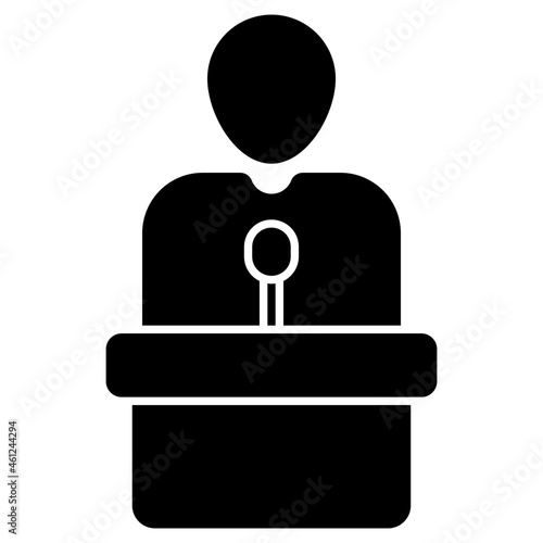 Avatar in front of speaker, solid design of orator