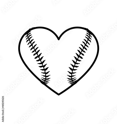 baseball heart shape icon lineart