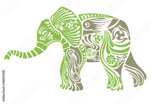 Elephant  decorative  folk ilustration