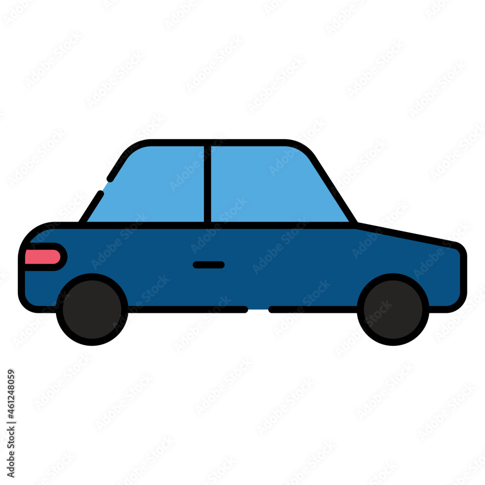 A private transport icon, flat design of car