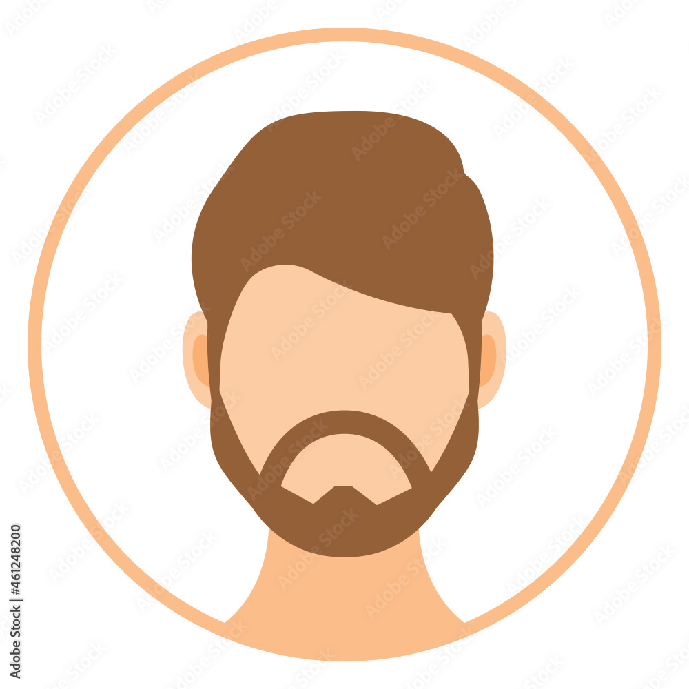 Male faceless avatar flat round icon isolated on white background Male faceless avatar flat round icon isolated on white background