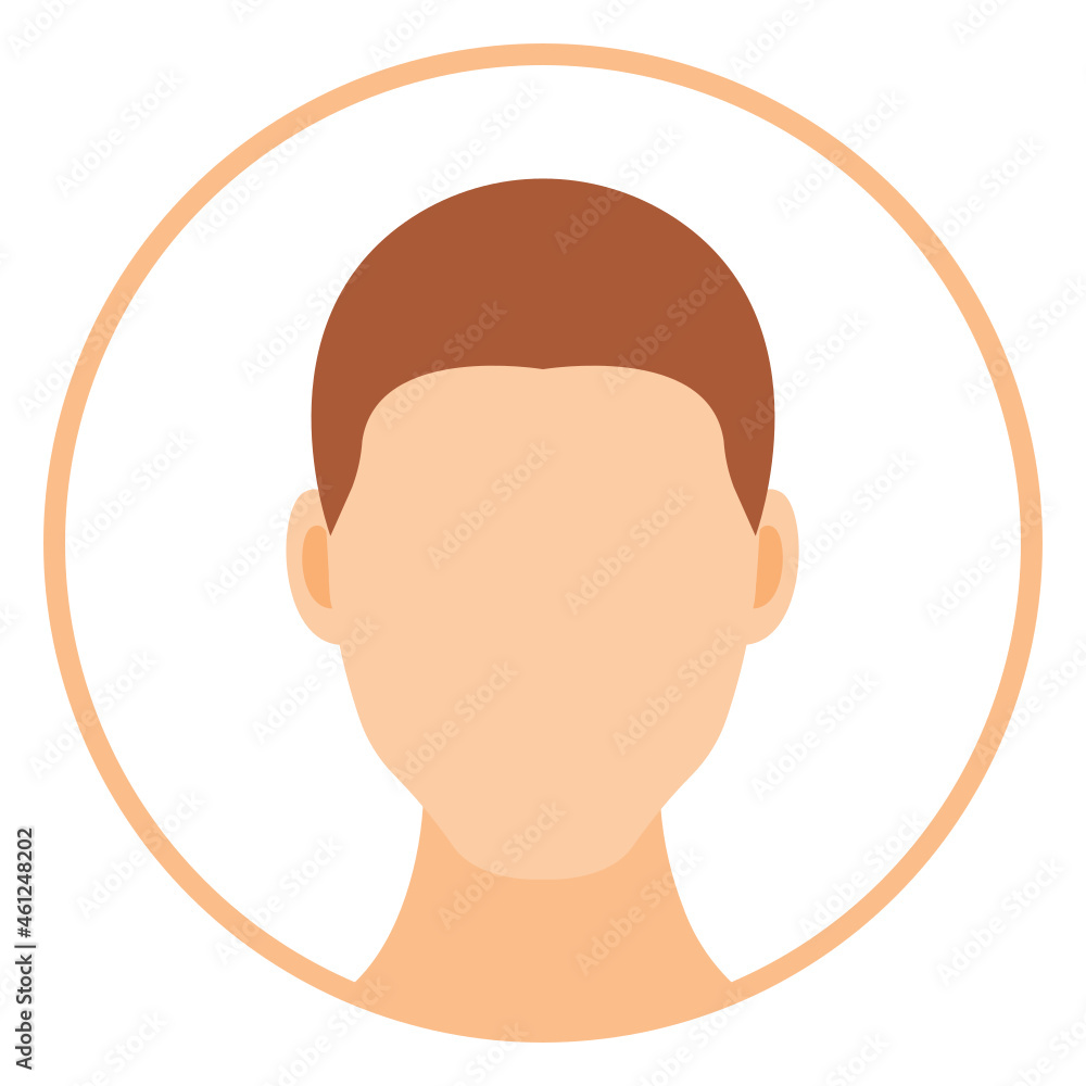 Male faceless avatar flat round icon isolated on white background Male faceless avatar flat round icon isolated on white background