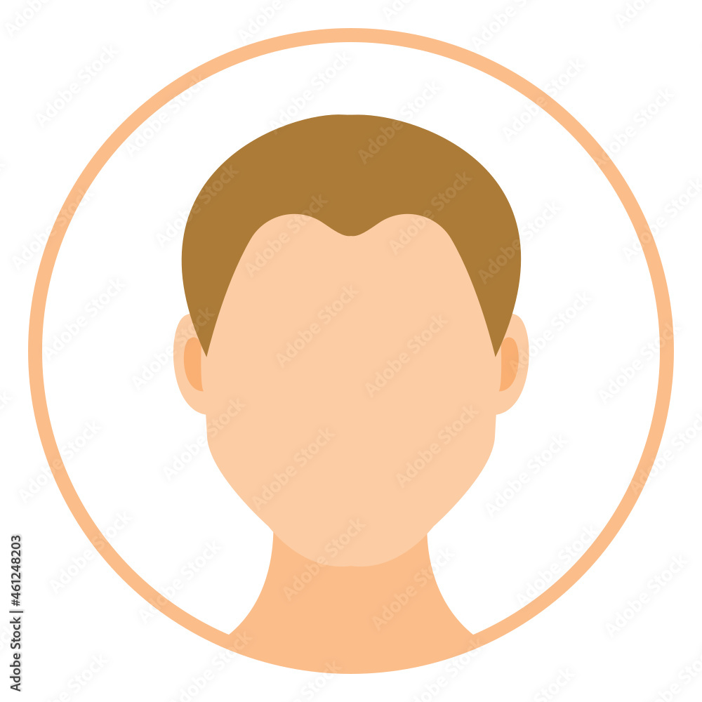 Male faceless avatar flat round icon isolated on white background Male faceless avatar flat round icon isolated on white background