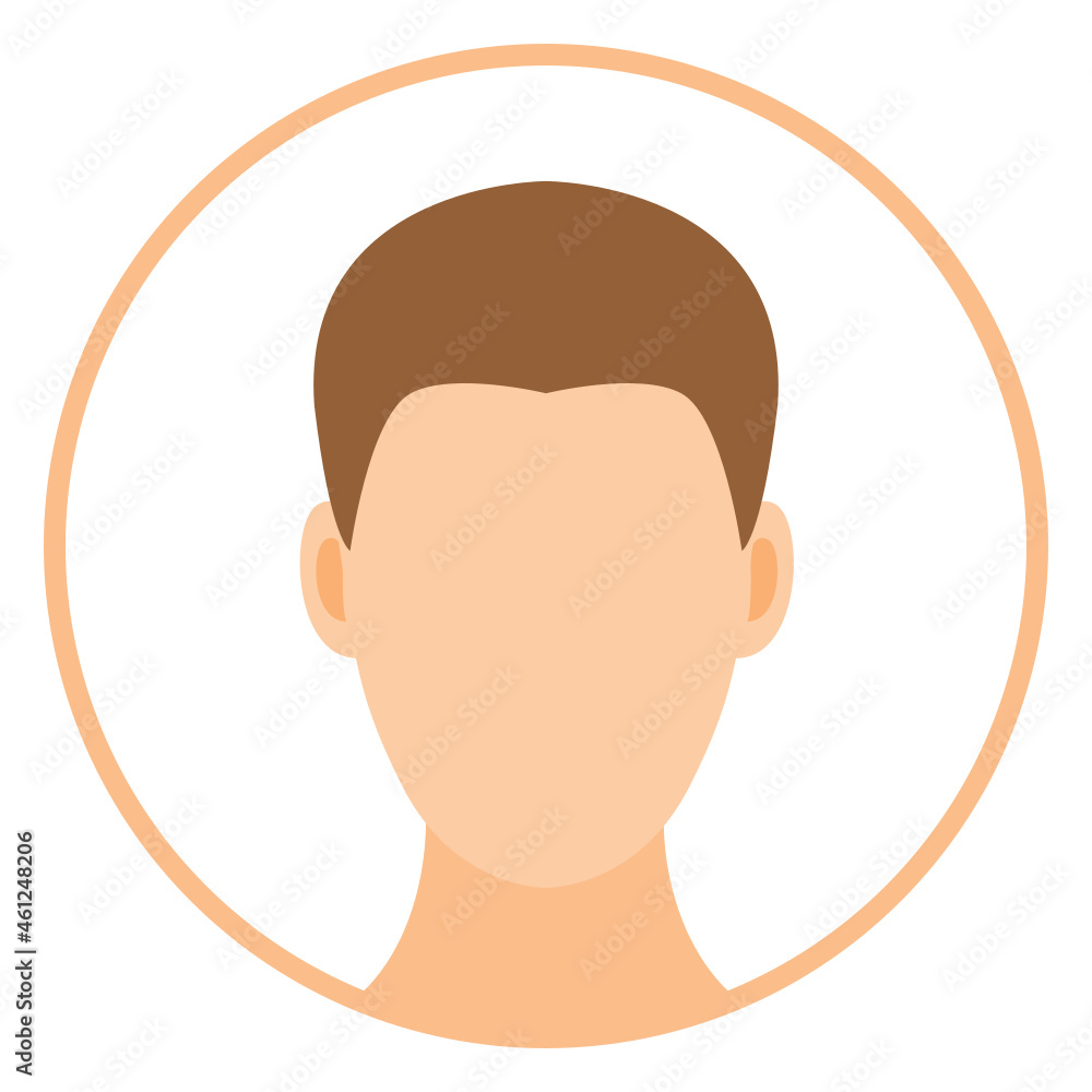 Male faceless avatar flat round icon isolated on white background Male faceless avatar flat round icon isolated on white background