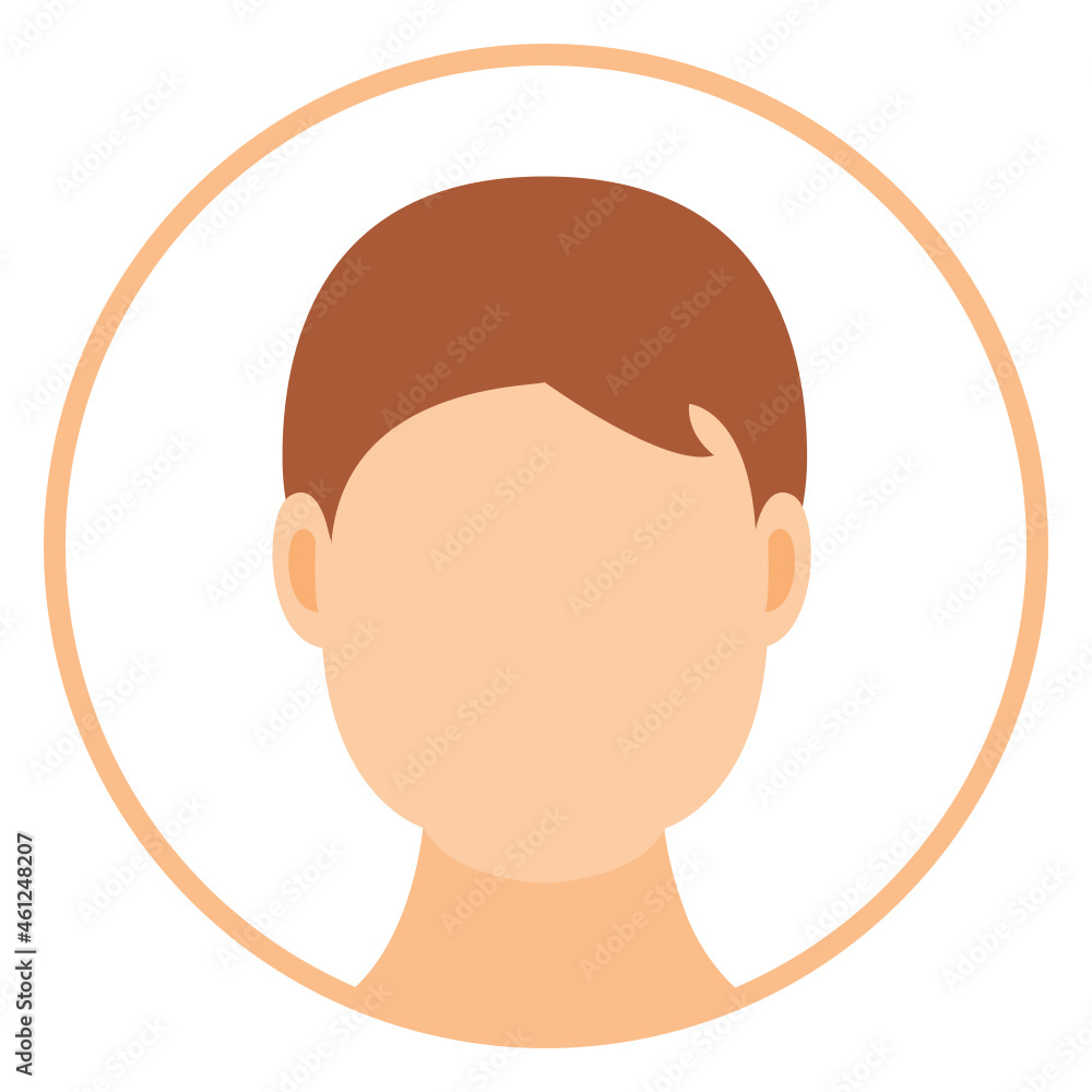 Male faceless avatar flat round icon isolated on white background Male faceless avatar flat round icon isolated on white background