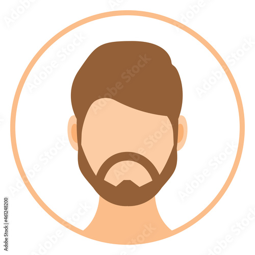Male faceless avatar flat round icon isolated on white background