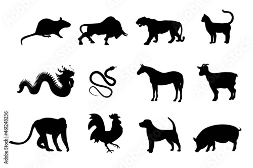 Chinese zodiac signs icons set