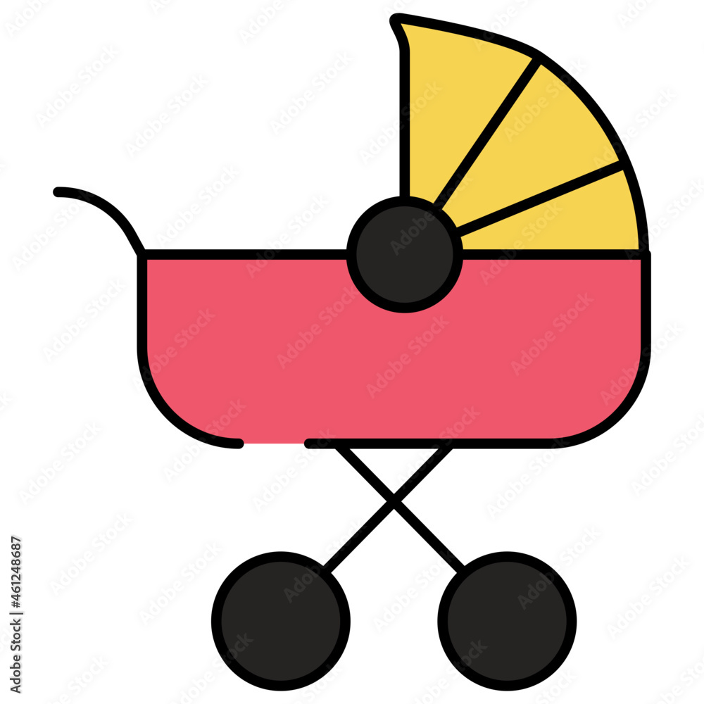 An editable design icon of baby stroller An editable design icon of baby stroller