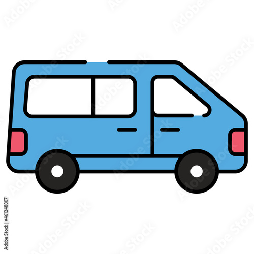 A flat design icon of road transport, minivan vector