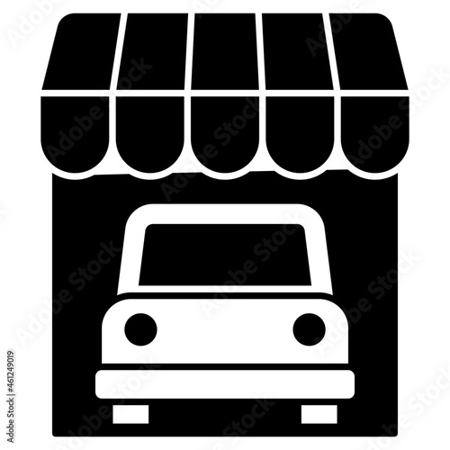 A solid design icon of car showroom