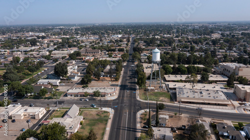 Morning aerial view of the downtown area of Tulare, California, USA. © Matt Gush