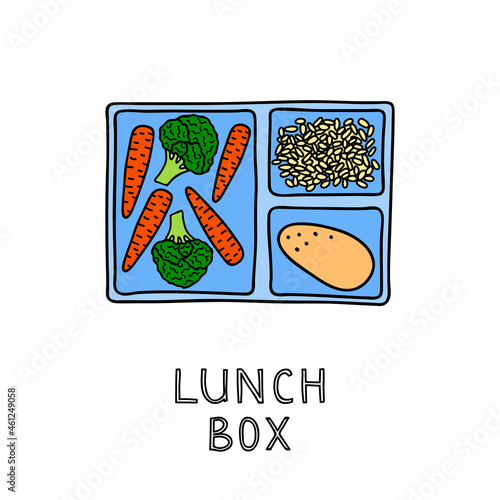 Hand drawn vegetarian lunch box.