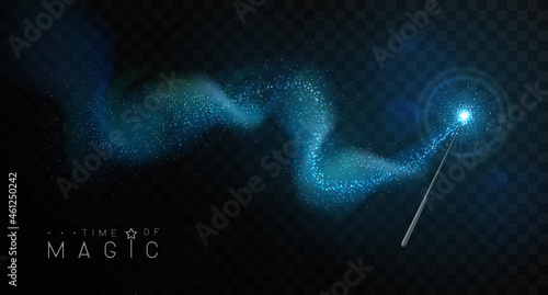 Fotografie, Obraz Magic wand with blue glowing shiny trail