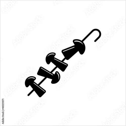 Mushroom On Skewer Icon, Grill Mushroom Barbecue Icon