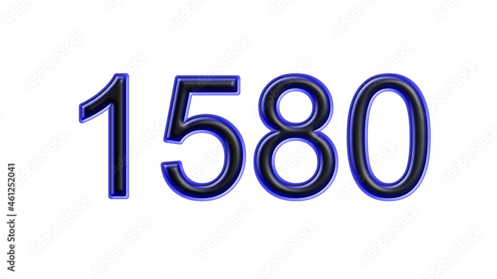 blue 1580 number 3d effect white background blue 1580 number 3d effect white background
