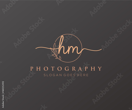 Initial HM feminine logo. Usable for Nature, Salon, Spa, Cosmetic and Beauty Logos. Flat Vector Logo Design Template Element.