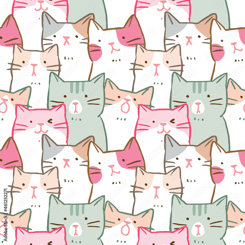 Obraz premium Seamless Pattern of Cartoon Cat Illustration Design