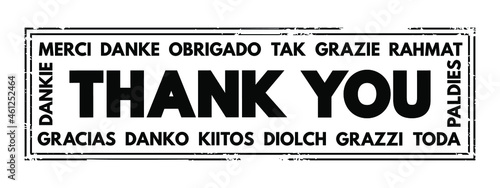 Thank You stamp concept in many languages