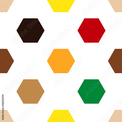 Patrón de hexágonos con colores otoñales sobre fondo blanco