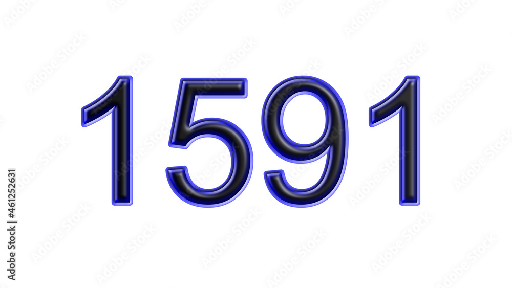 blue 1591 number 3d effect white background blue 1591 number 3d effect white background