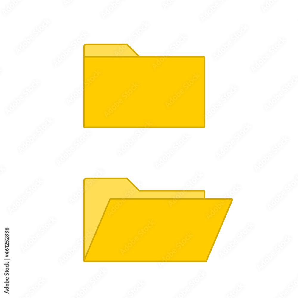 Yellow folder icon isolated on white background. closed and open folder symbol Yellow folder icon isolated on white background. closed and open folder symbol