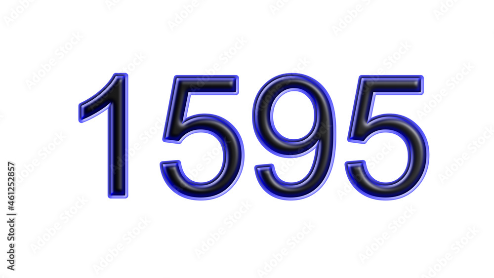 blue 1595 number 3d effect white background blue 1595 number 3d effect white background