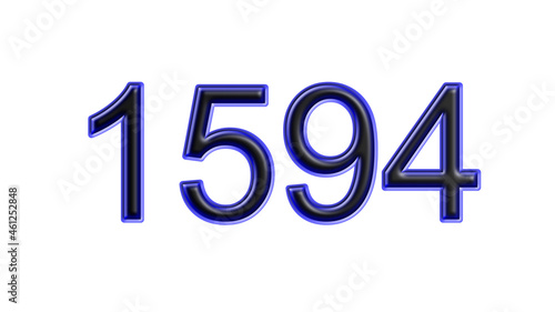 blue 1594 number 3d effect white background