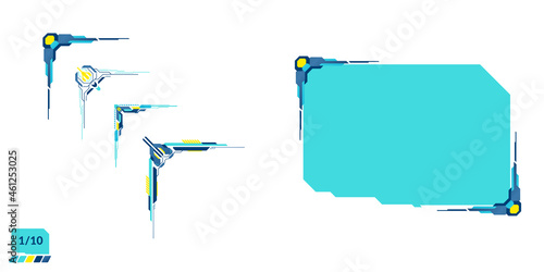 Set of high-tech corners for decoration, window interface design