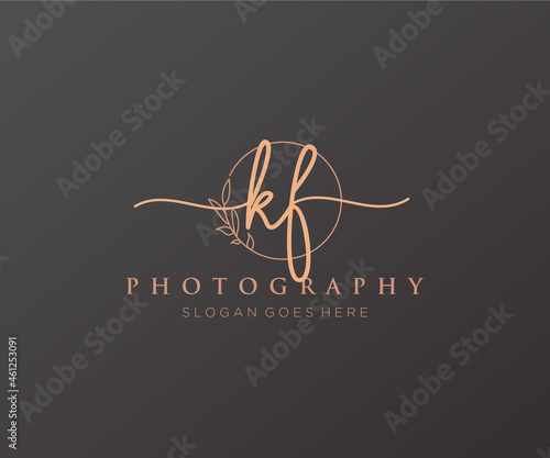 Initial KF feminine logo. Usable for Nature, Salon, Spa, Cosmetic and Beauty Logos. Flat Vector Logo Design Template Element. photo