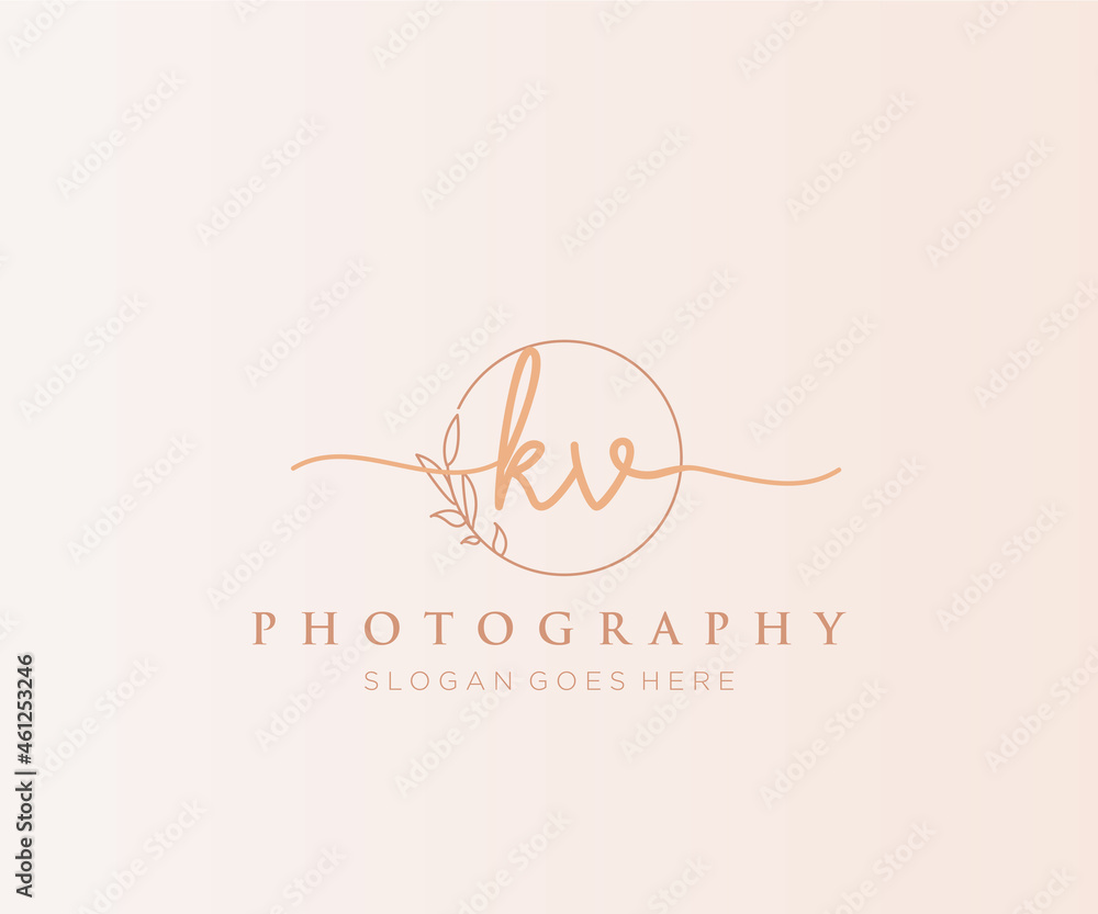 Initial KV feminine logo. Usable for Nature, Salon, Spa, Cosmetic and ...