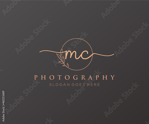 Initial MC feminine logo. Usable for Nature, Salon, Spa, Cosmetic and Beauty Logos. Flat Vector Logo Design Template Element.