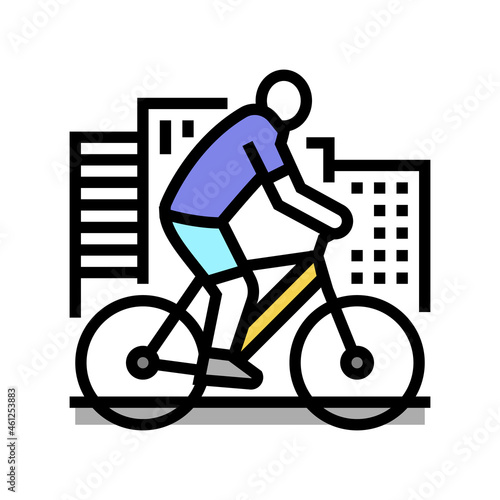 urban riding bicycle color icon vector. urban riding bicycle sign. isolated symbol illustration