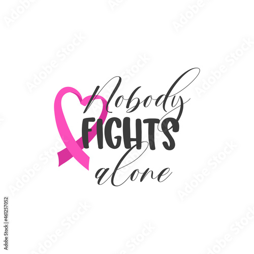 Stop cancer. Fight cancer. Motivation lettering. Pink ribbon illustration vector