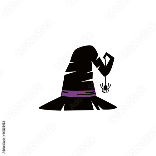Black silhouette of halloween witch hat. Vector illustration