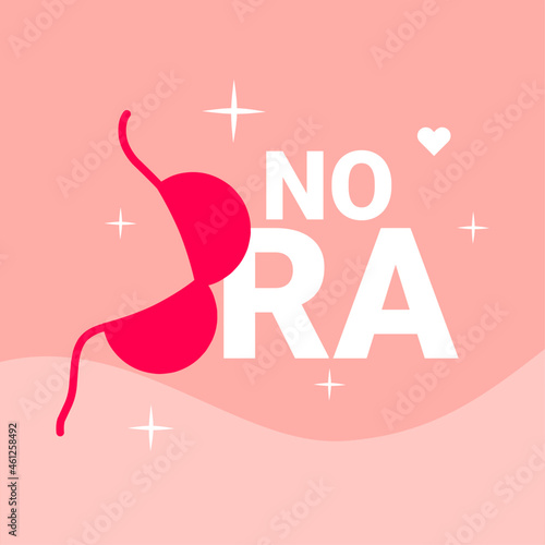 Typography vector, NO BRA with red bra in place of letter B.