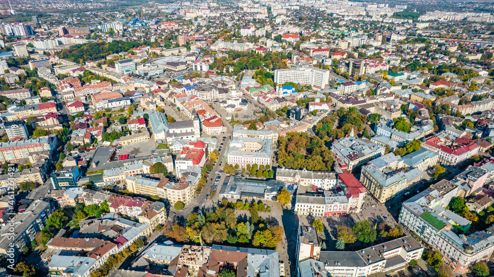 Top view of the historic center of Ivano-Frankivsk, Ukraine