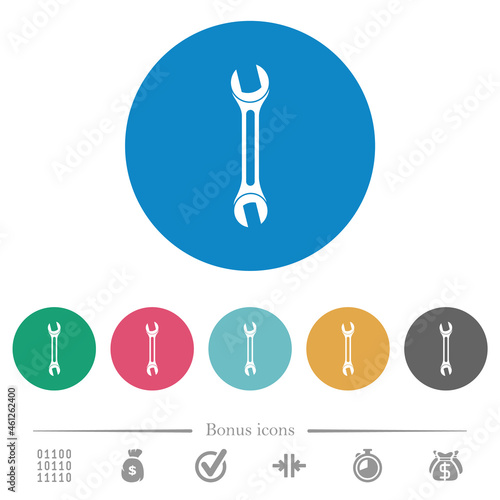 Single wrench flat round icons