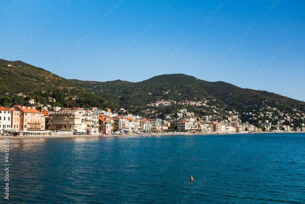 view of the bay in Alassio, Italy