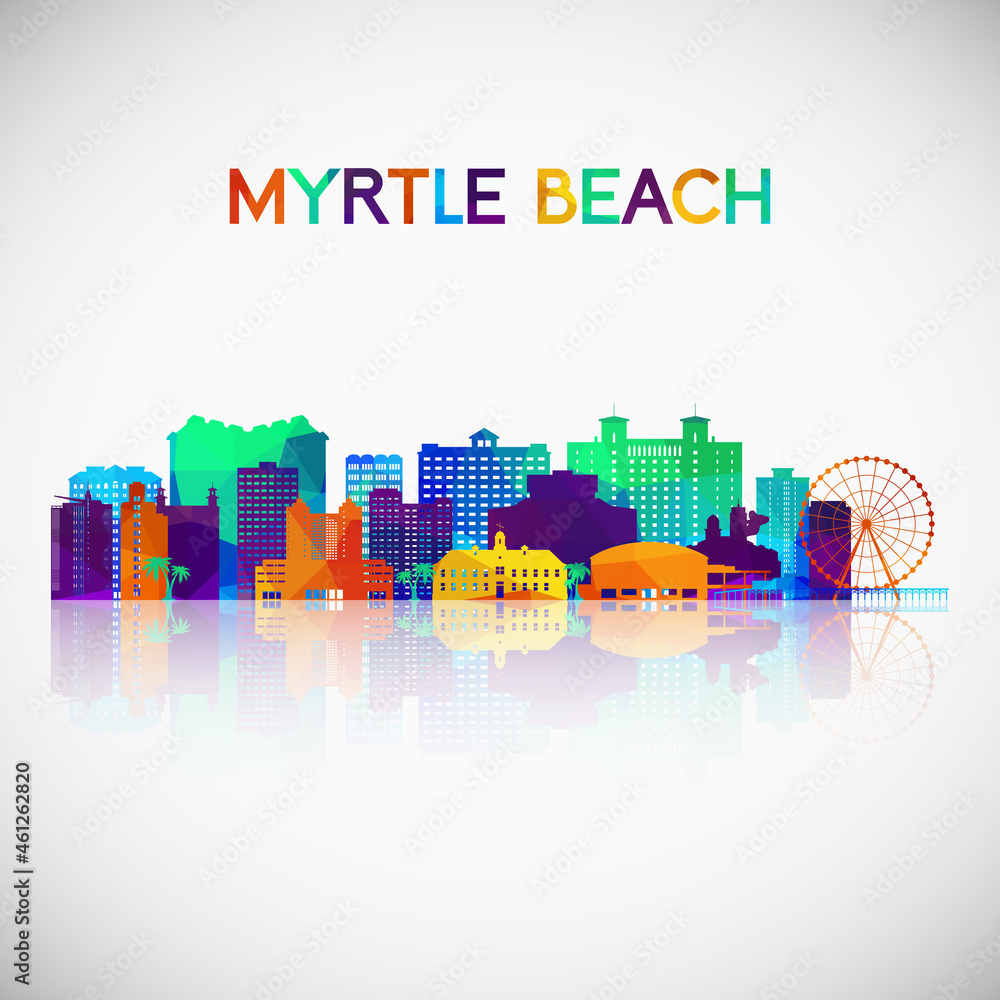 Myrtle Beach, SC skyline silhouette in colorful geometric style. Symbol for your design. Vector illustration.
