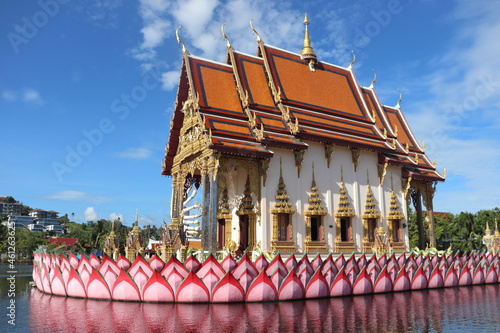 Wat plai laem in Koh Samui in Thailand lonely during corona pandemic. Travelling during summer. photo