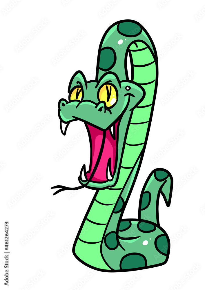 Naklejka premium Predatory dangerous snake mouth attack illustration